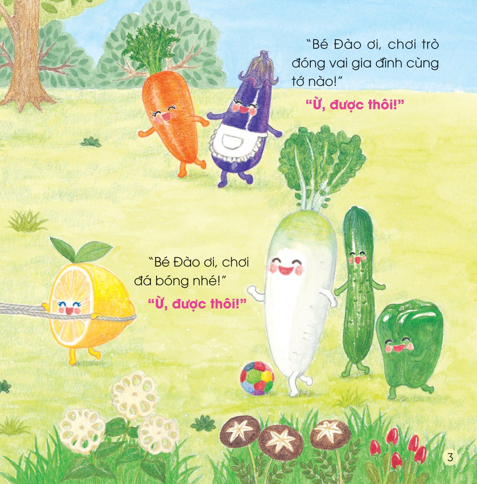 Sách Ehon - Sức Mạnh Của Những Người Bạn Trái Cây - Dũng Sĩ Đào Đuổi Sên Khổng Lồ