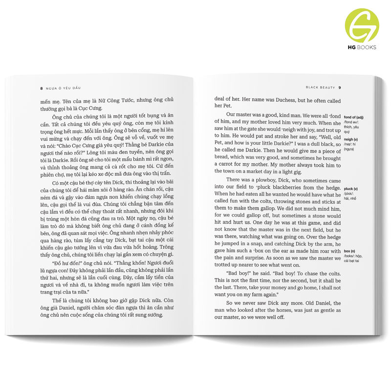 Ngựa Ô Yêu Dấu - Black Beauty - Sách song ngữ kinh điển, có note từ vựng, tặng kèm file nghe - HG Books