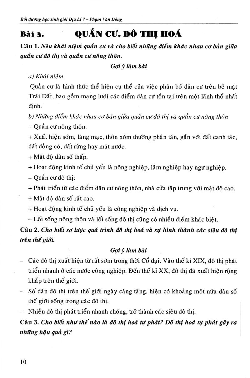 Bồi Dưỡng Học Sinh Giỏi Địa Lí Lớp 7 (Tái Bản)