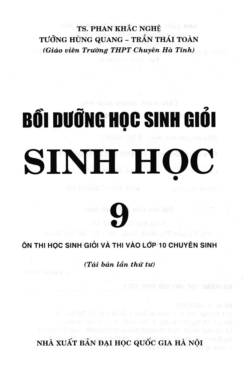 Bồi Dưỡng Học Sinh Giỏi Sinh Học 789 - Phan Khắc Nghệ - HA
