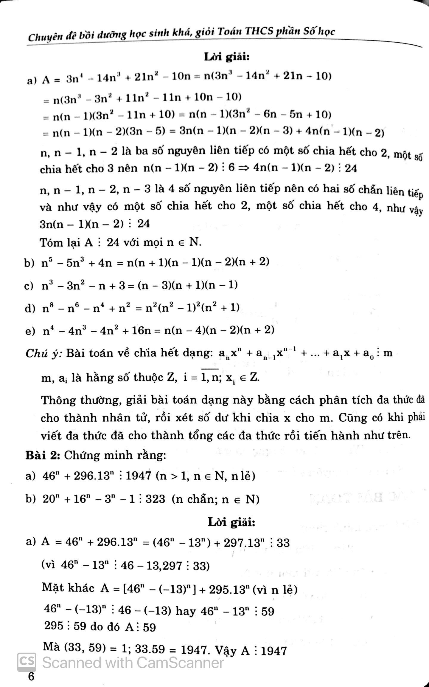 Chuyên đề bồi dưỡng học sinh khá, giỏi Toán THCS Phần Số Học