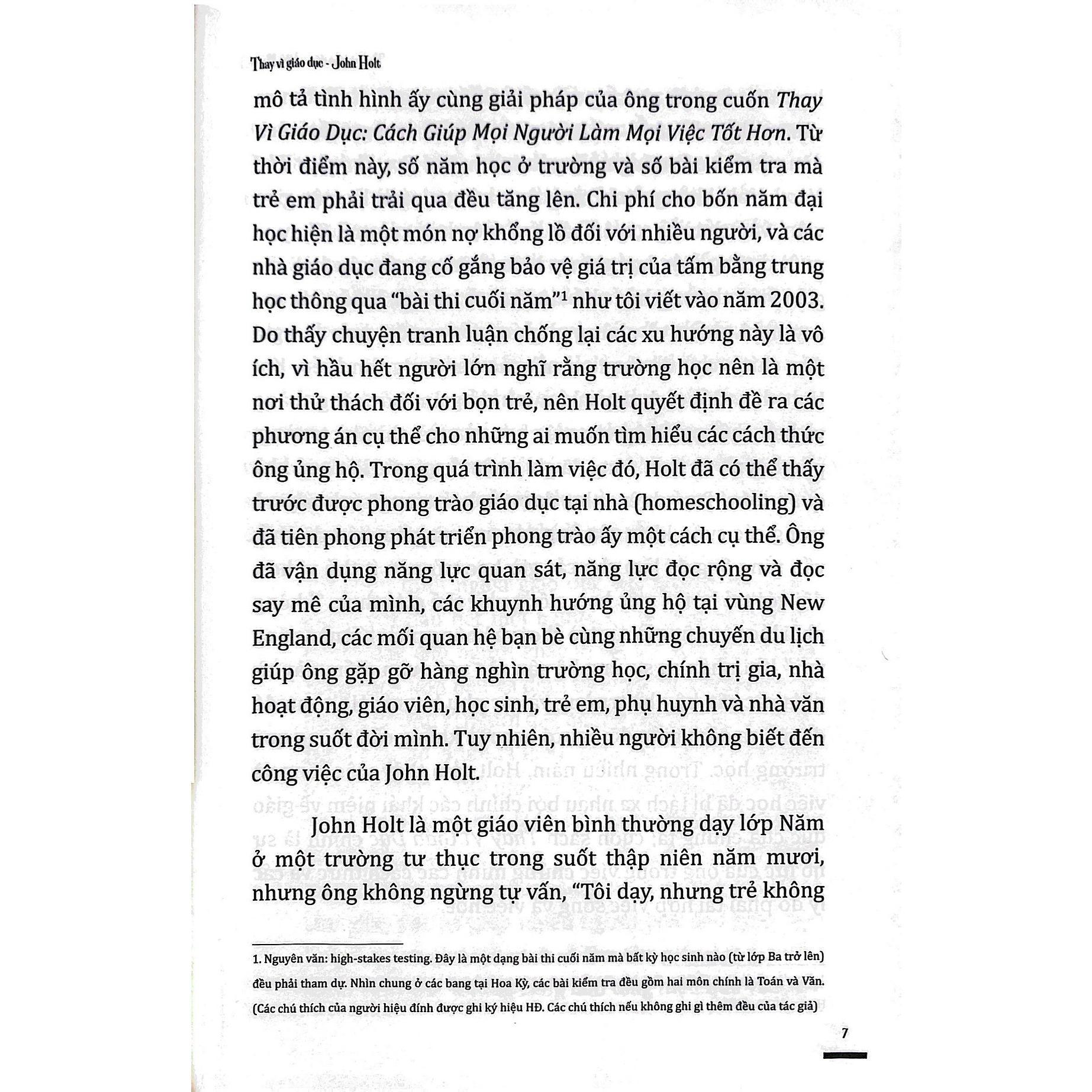 Sách - Thay Vì Giáo Dục - John Holt - Book Hunter