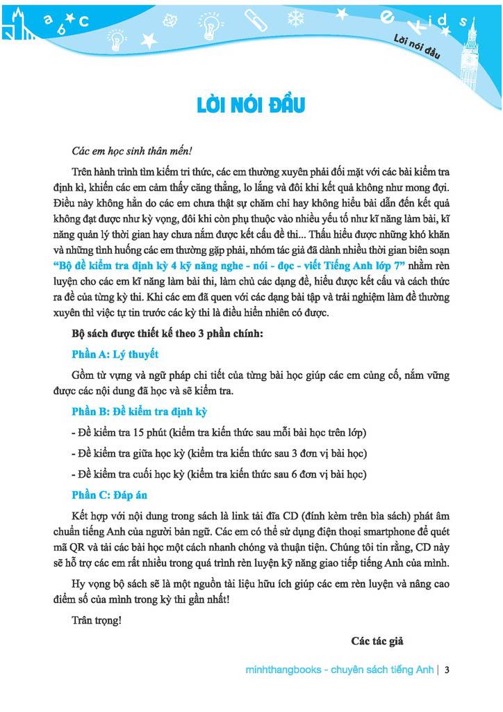 Global Success - Bộ Đề Kiểm Tra Định Kỳ 4 Kỹ Năng Tiếng Anh Lớp 7 - Tập 1 (Có Đáp Án)