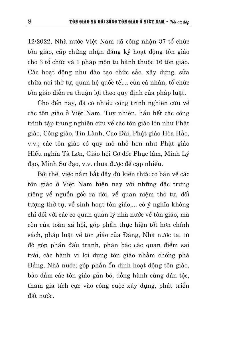 Tôn giáo và đời sống tôn giáo ở Việt Nam - Hỏi và đáp, tác giả Nguyễn Thái Bình và Đỗ Thị Thanh Hương (bản in 2024)