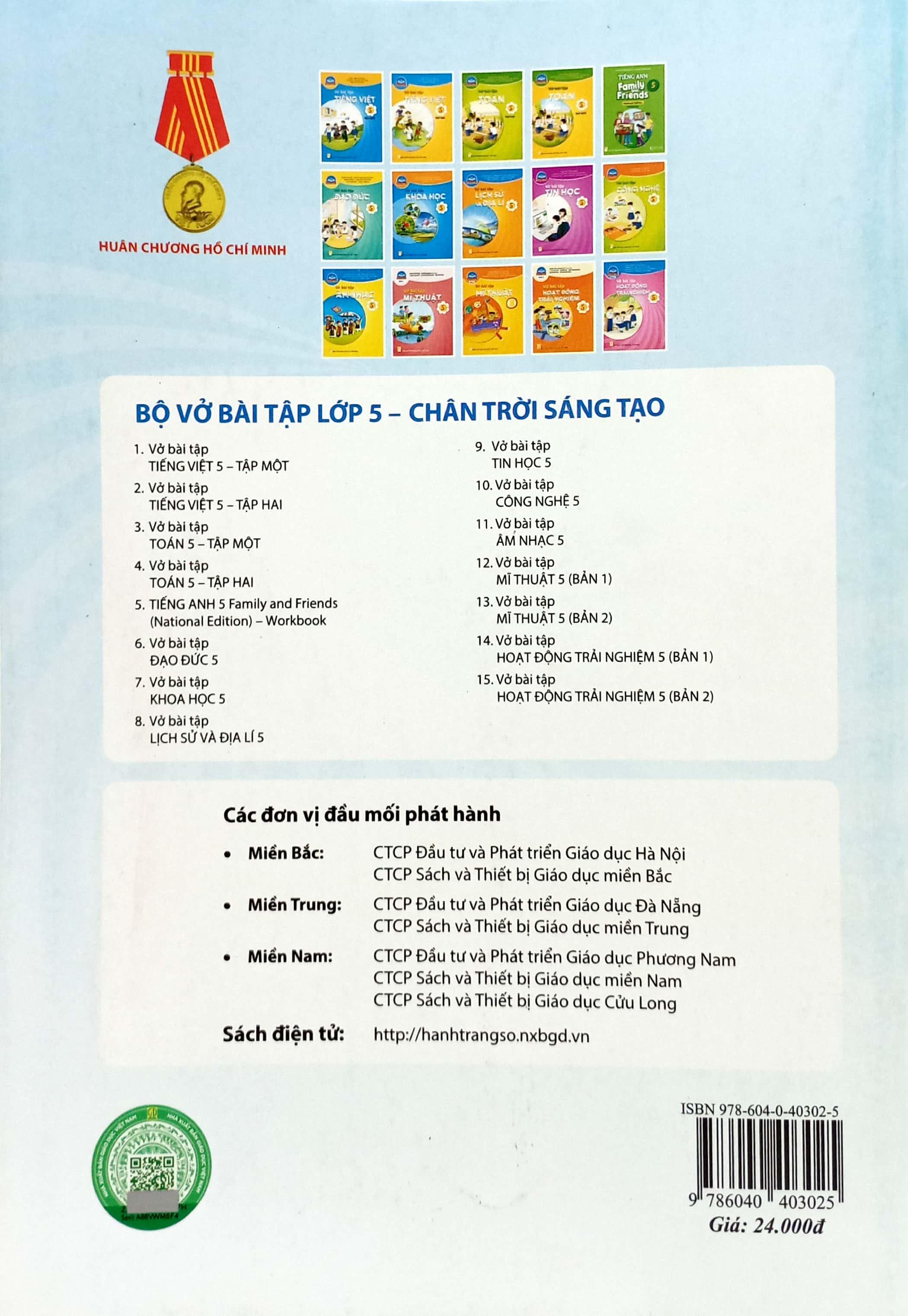 Vở Bài Tập Hoạt Động Trải Nghiệm, Hướng Nghiệp 5 - Bản 2 (Chân Trời) (Chuẩn)