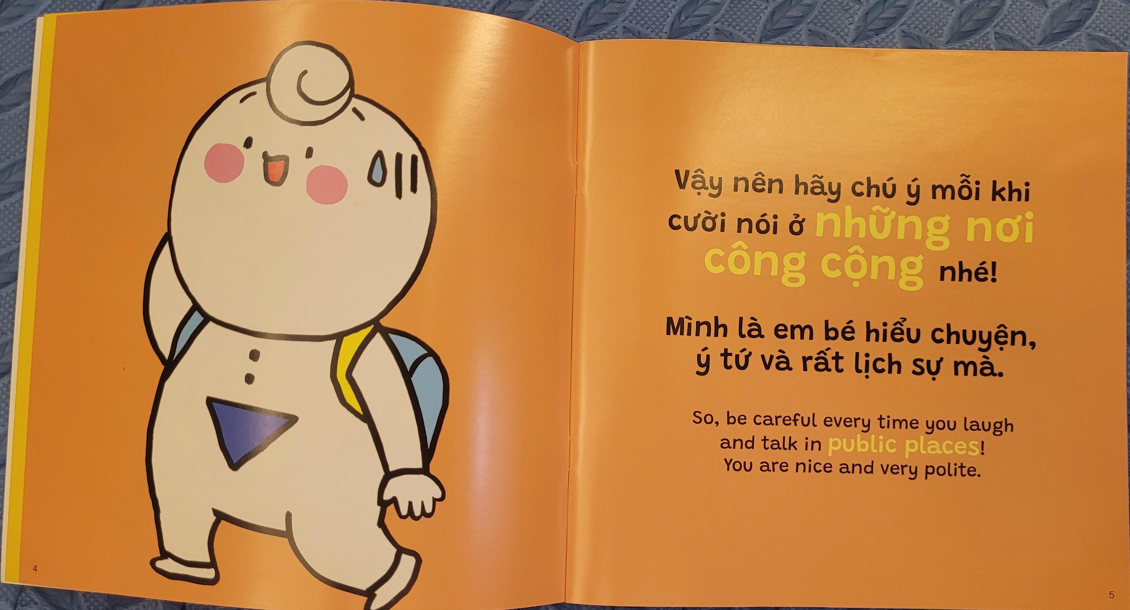 Sách Ehon Miu Bé Nhỏ Phần 4 Song Ngữ - Miu Bé Nhỏ Đừng Nói Oang Oang Nơi Công Cộng Nhé
