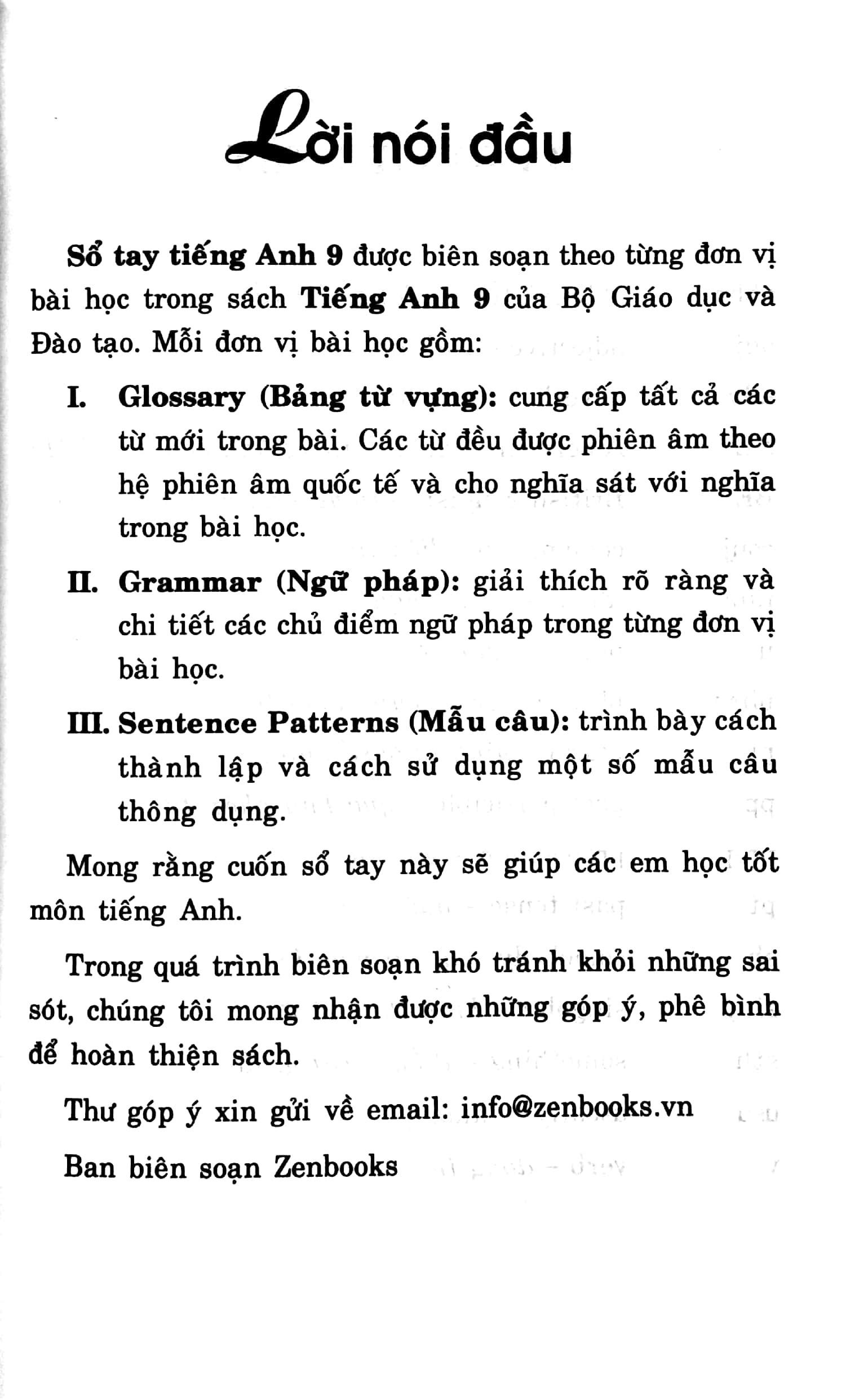 Sổ Tay Tiếng Anh Lớp 9 (Tái Bản)