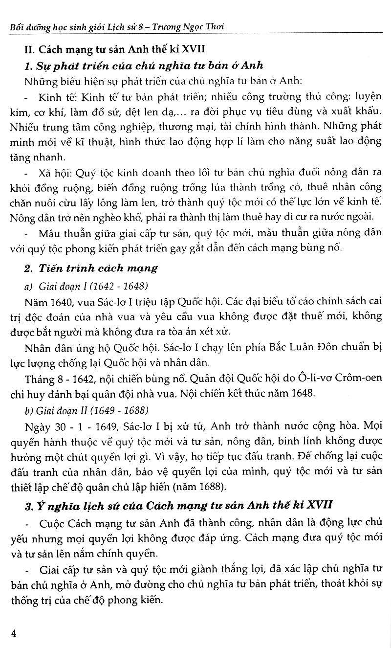 Bồi Dưỡng Học Sinh Giỏi Lịch Sử Lớp 8 (Tái Bản)
