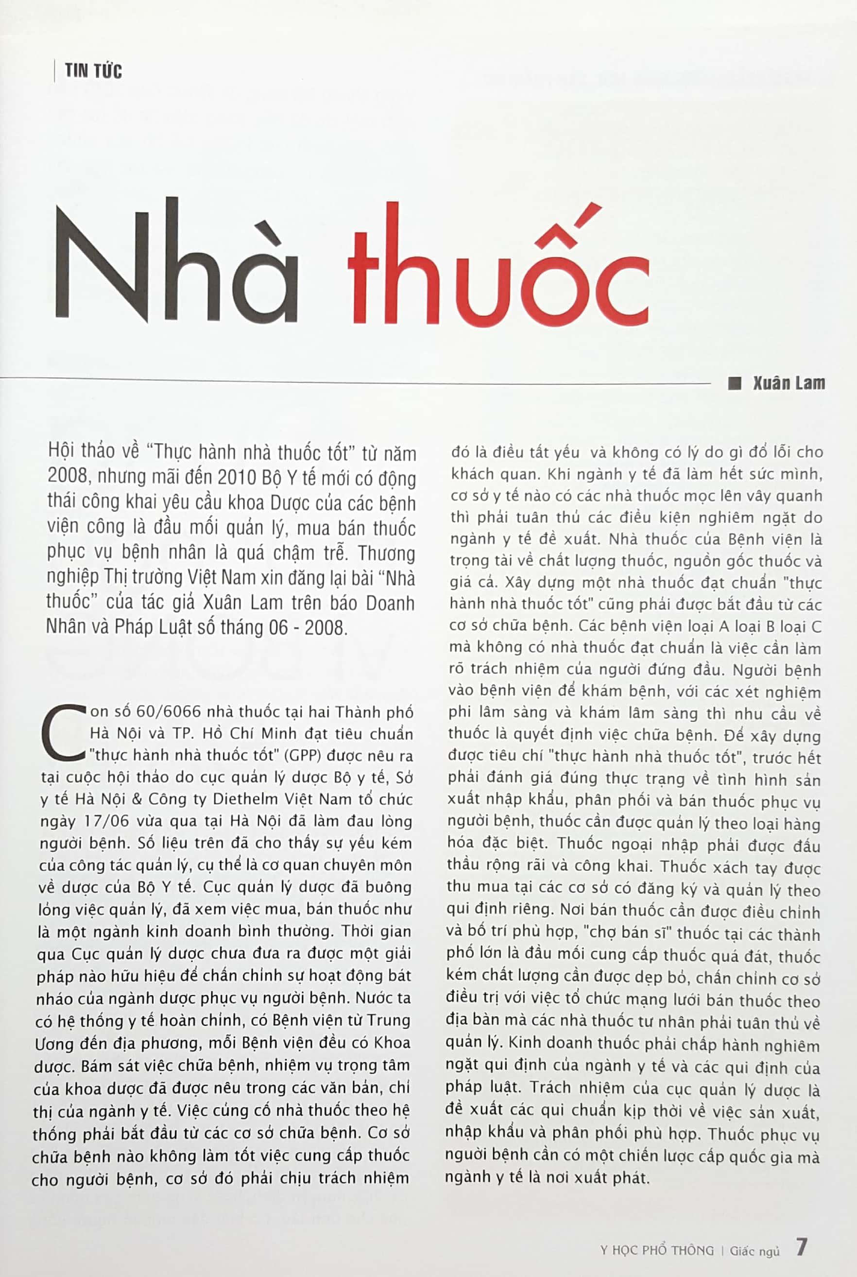 Y Học Phổ Thông Dành Cho Mọi Người - Chuyên Đề: Chuyên Đề Giấc Ngủ