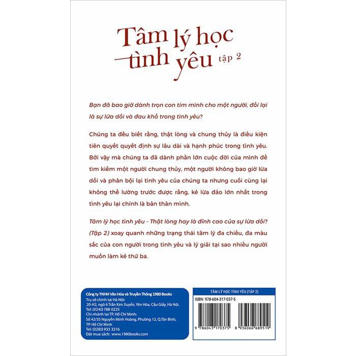 Sách Tâm Lý Học Tình Yêu Tập 2 - BẢN QUYỀN