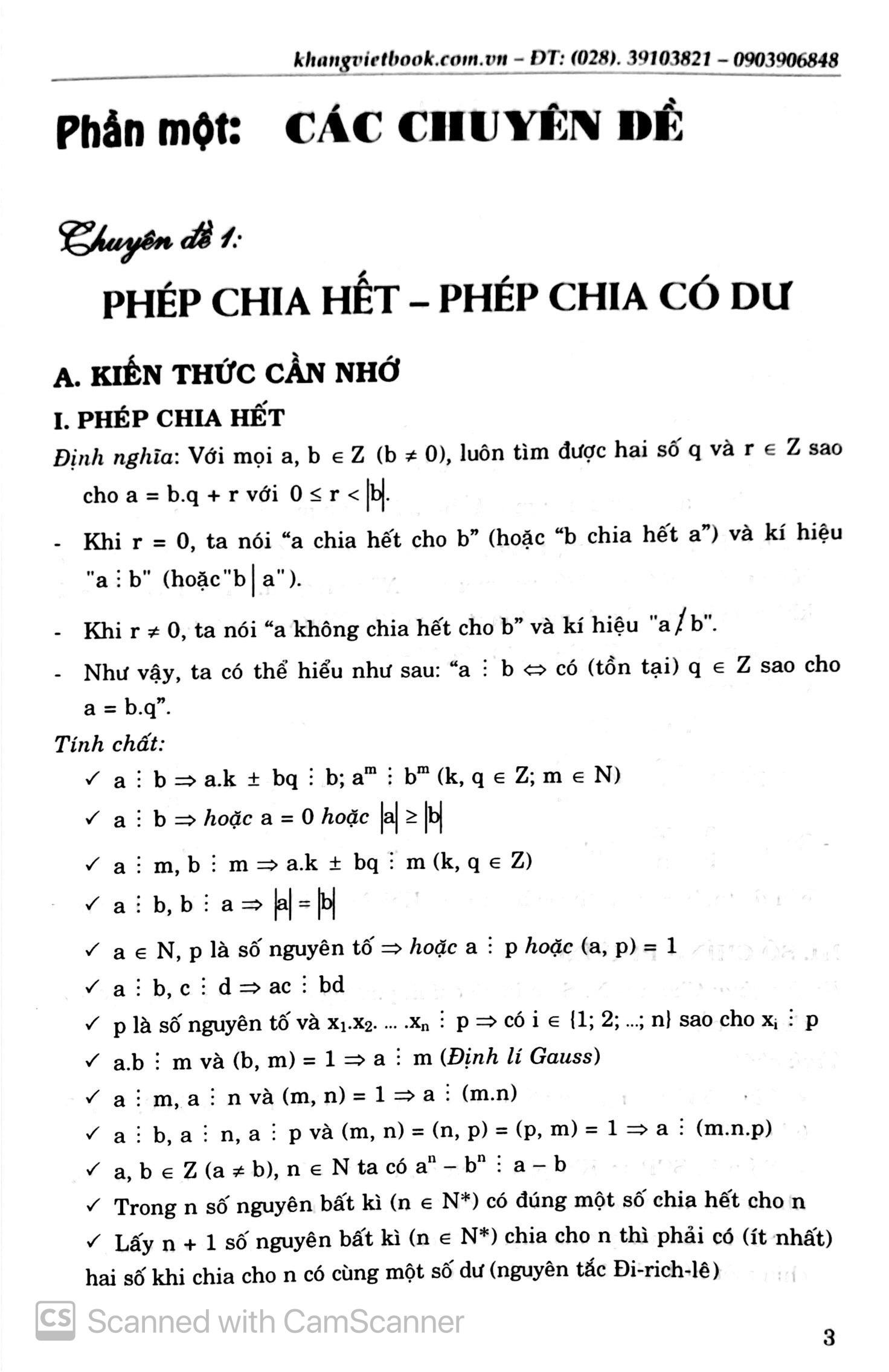 Chuyên đề bồi dưỡng học sinh khá, giỏi Toán THCS Phần Số Học