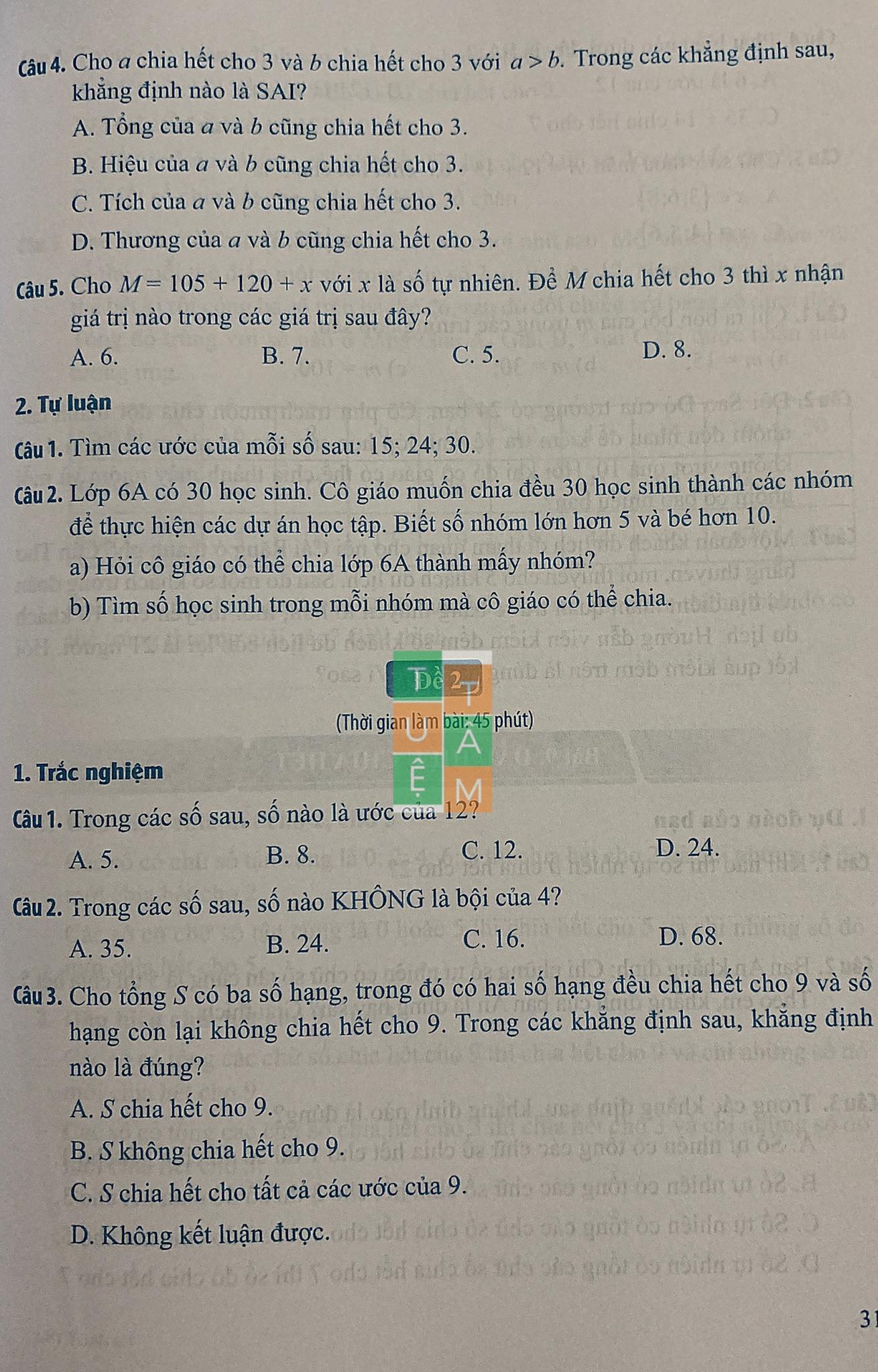 Sách - Bộ đề kiểm tra Toán 6