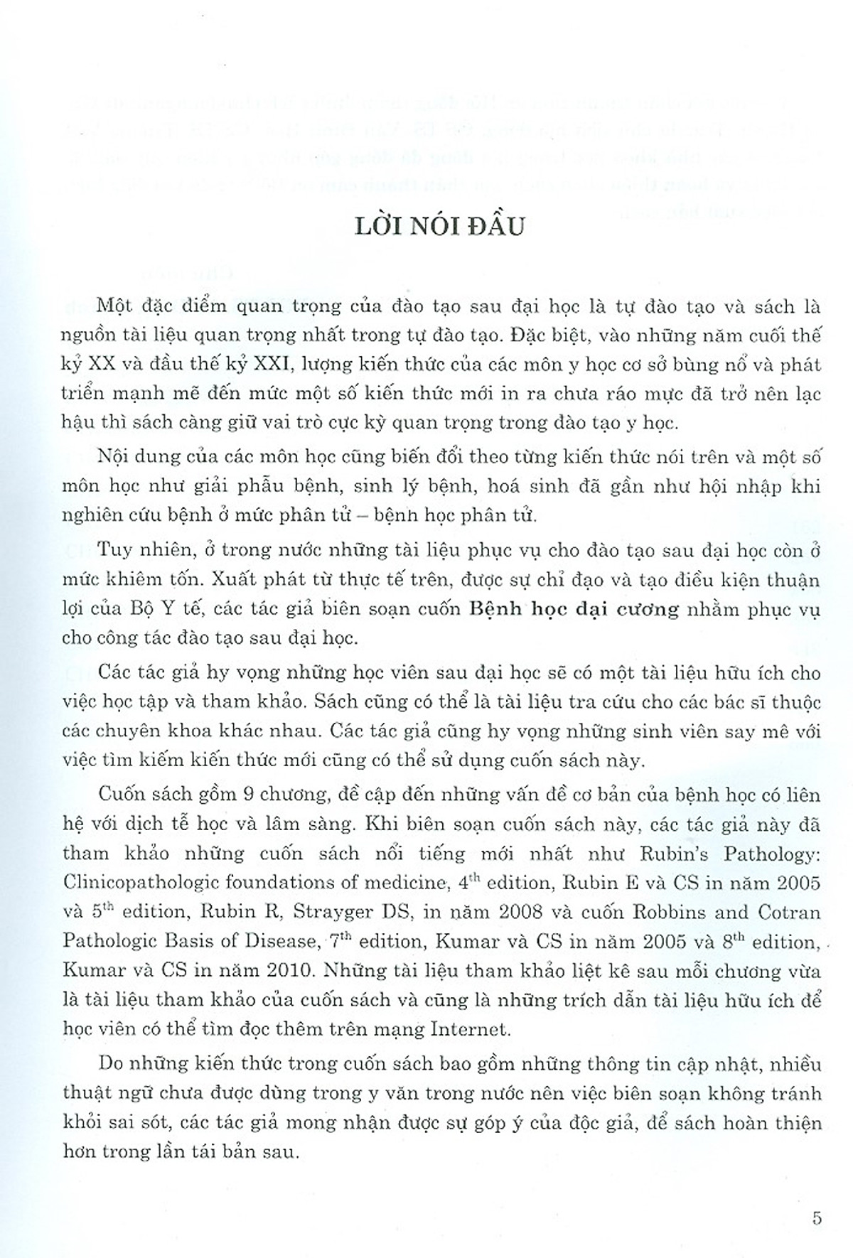 Bệnh học đại cương (Dùng cho đào tạo bác sý và học viên sau đại học)