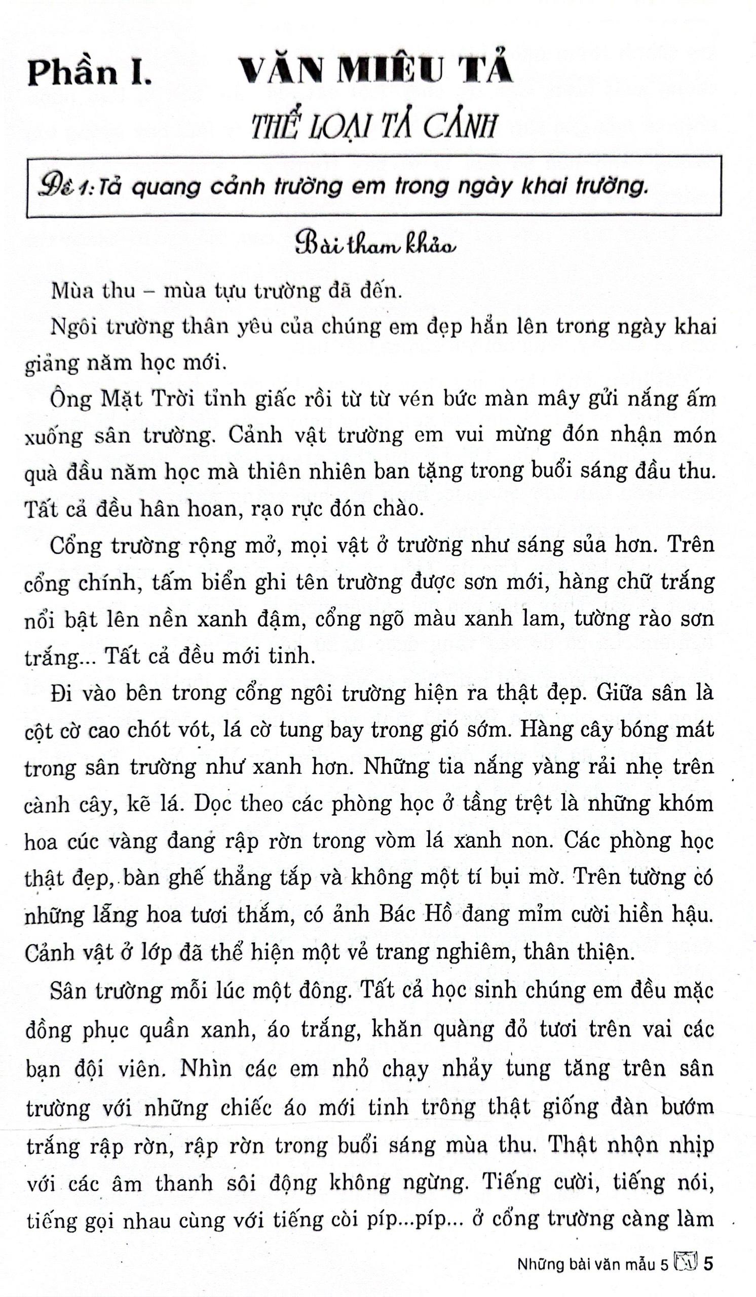 Những Bài Văn Mẫu 5 (Theo Chương Trình GDPT Mới)