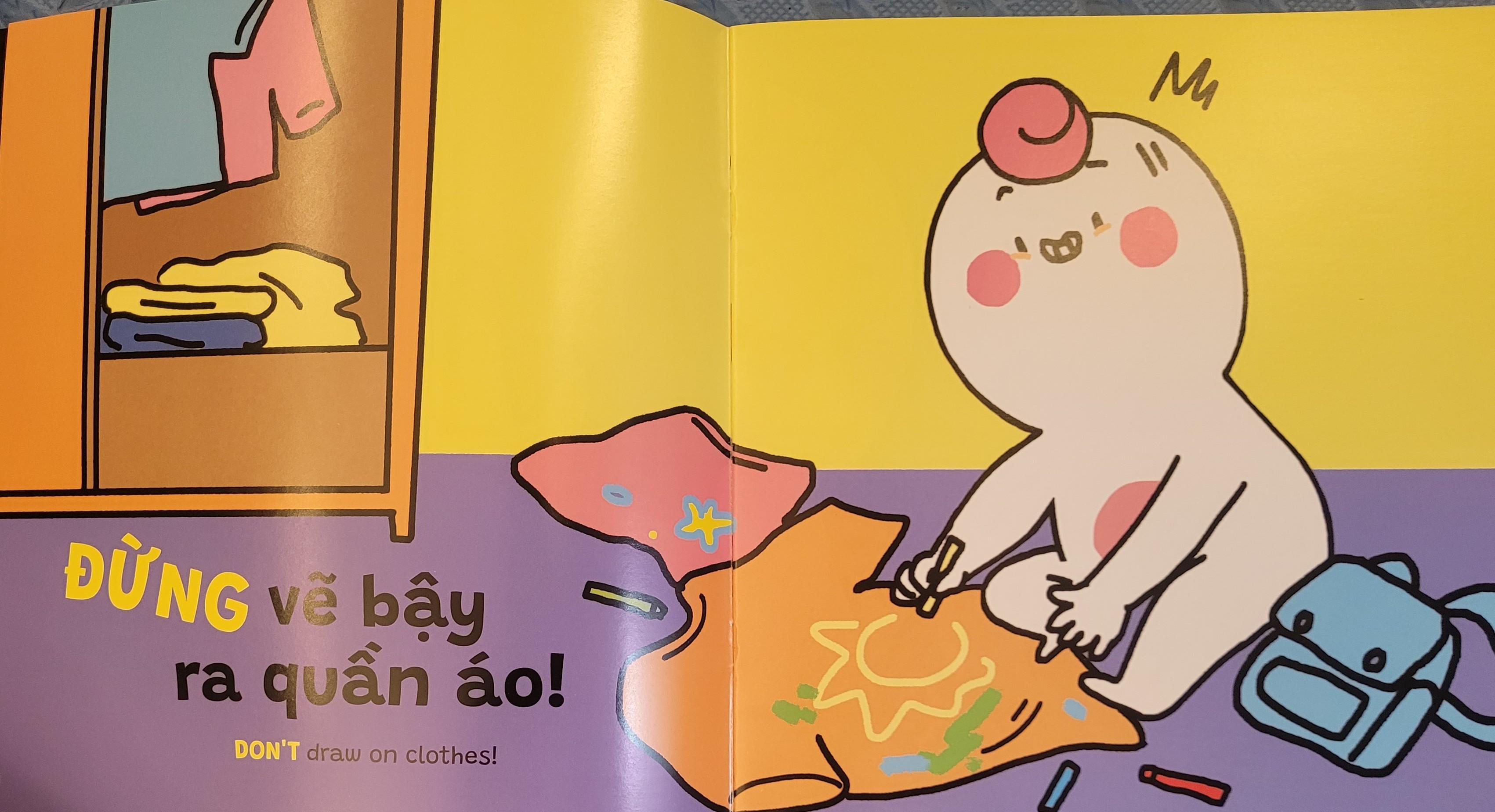 Sách Ehon Miu Bé Nhỏ Phần 3 Song Ngữ - Đừng Vẽ Bậy Nhé