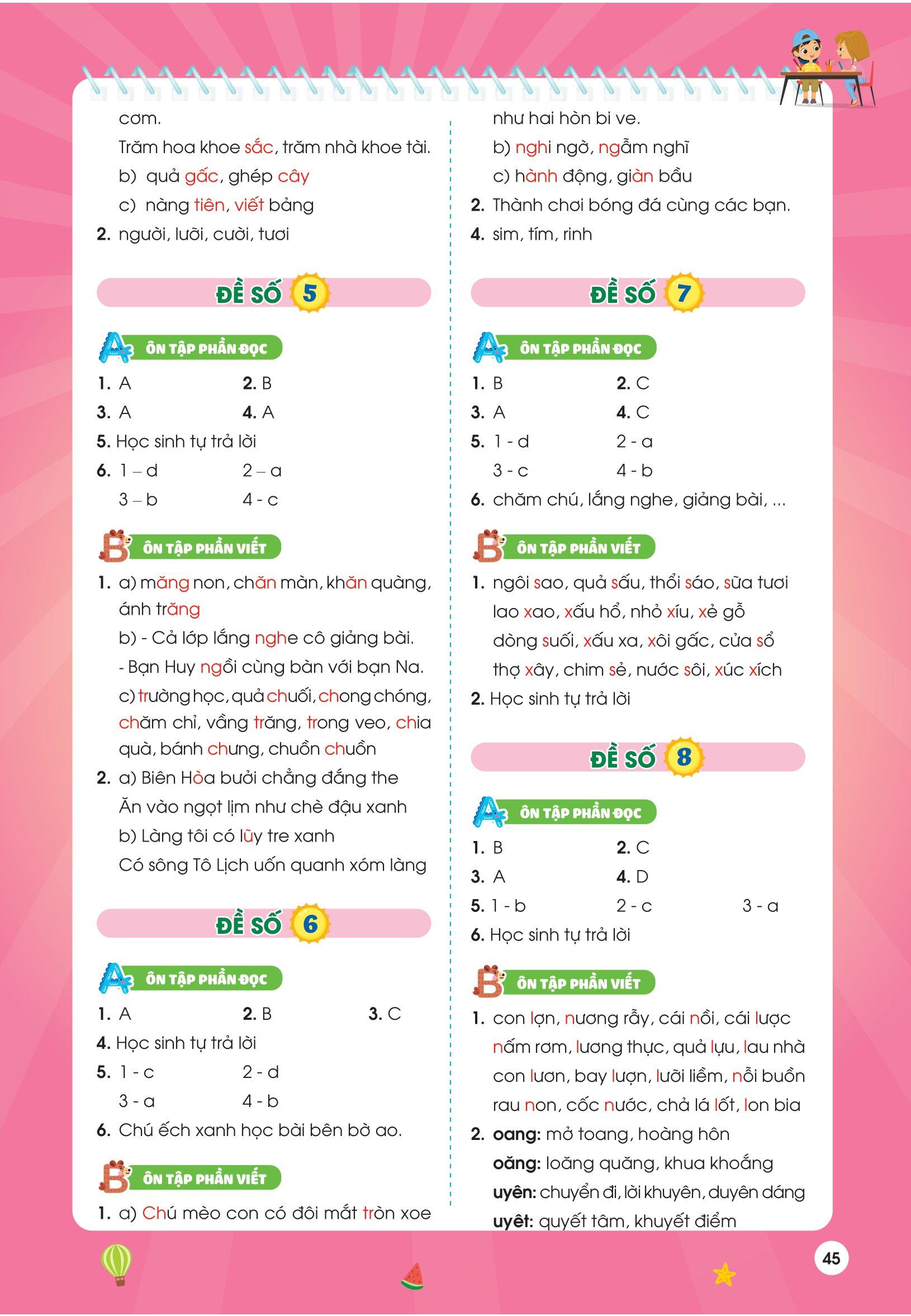 Phiếu Ôn Hè Tiếng Việt Lớp 1