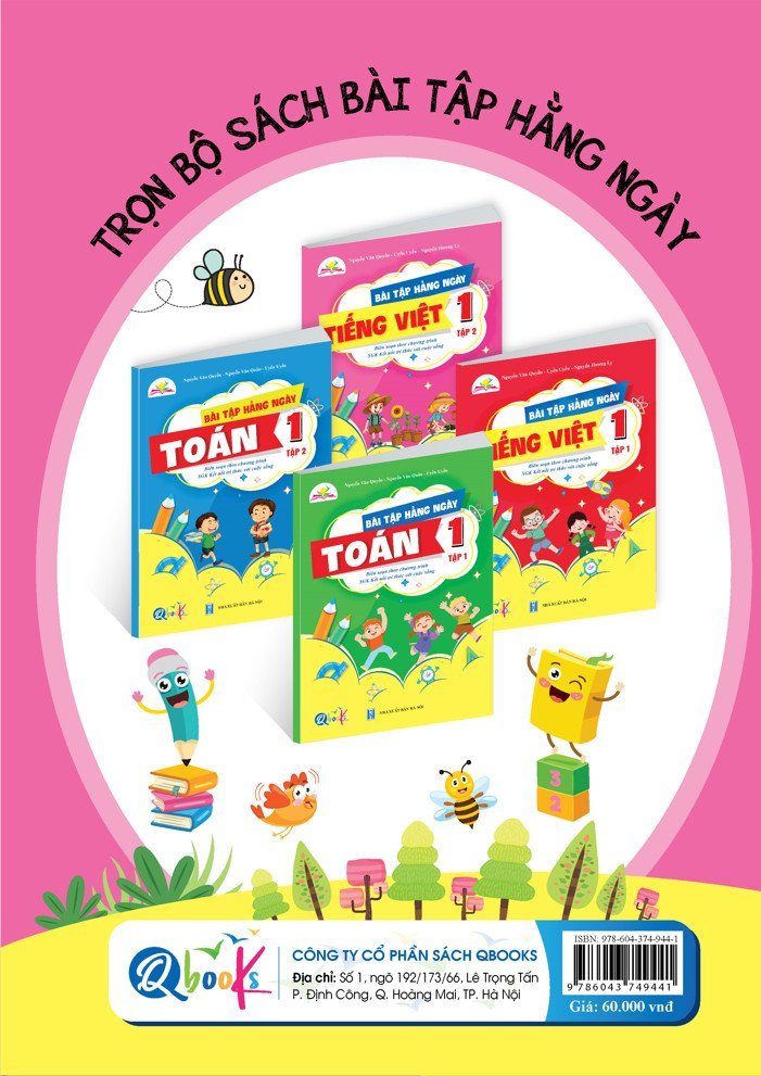 Sách - Combo Bài Tập Hằng Ngày - Toán và Tiếng Việt Lớp 1 - Kết Nối Tri Thức Với Cuộc Sống - Tập 1, 2 (2 cuốn) ,