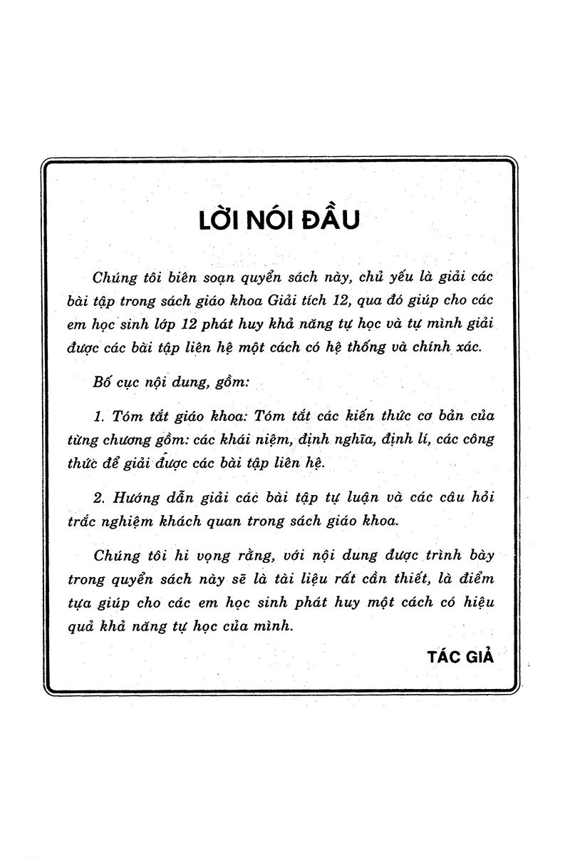 Giải Bài Tập Toán - Đại Số Giải Tích Lớp 12