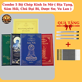 COMBO 5 Sách Chép Kinh - Kinh Địa Tạng, Sám Hối, Chú Đại Bi, Dược Sư, Vu Lan - PAI BOOKS.