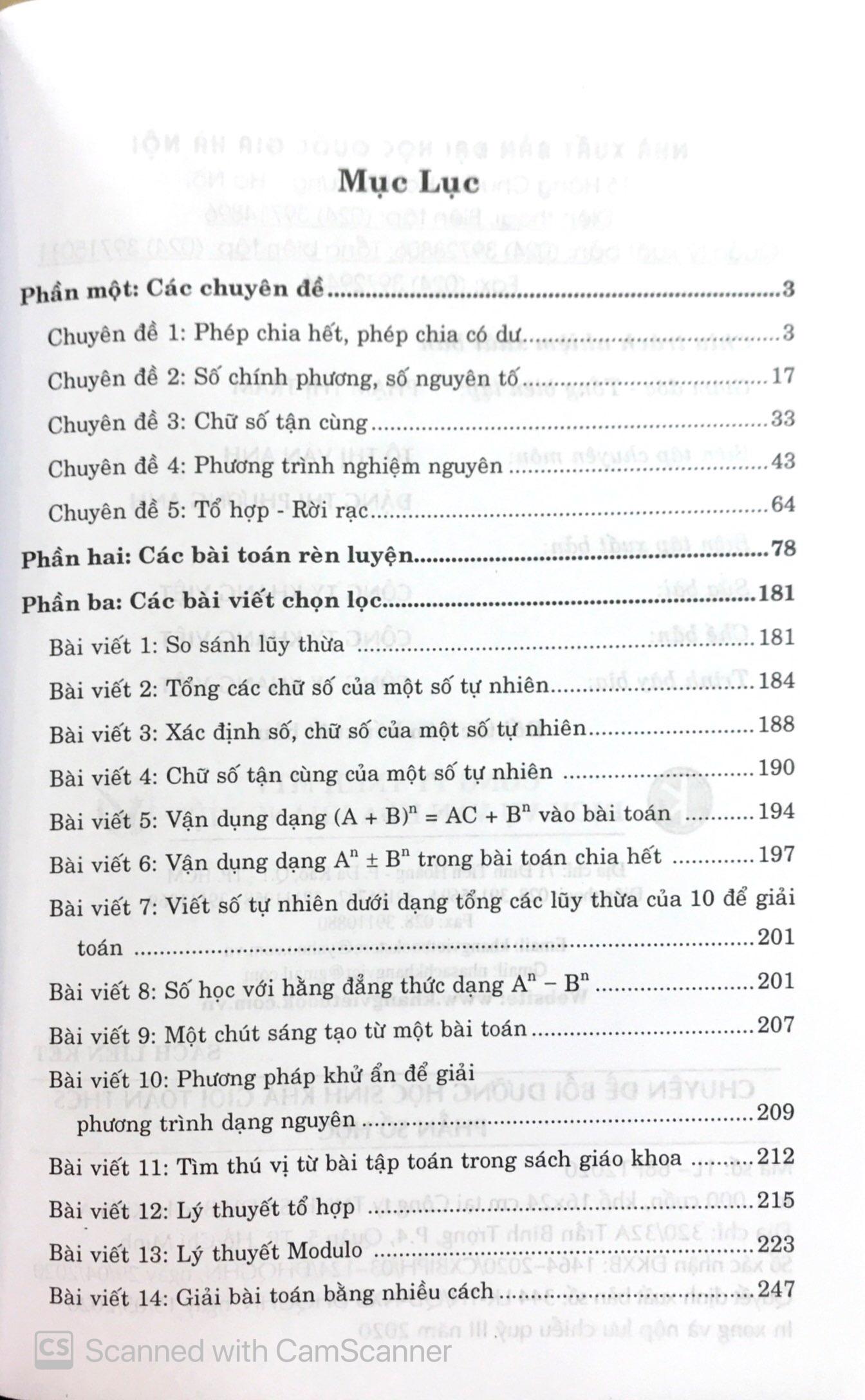 Chuyên đề bồi dưỡng học sinh khá, giỏi Toán THCS Phần Số Học