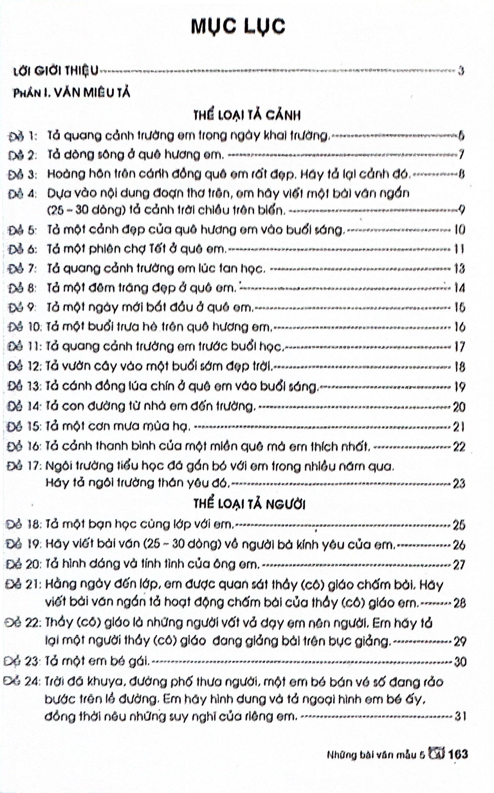 Những Bài Văn Mẫu 5 (Theo Chương Trình GDPT Mới)