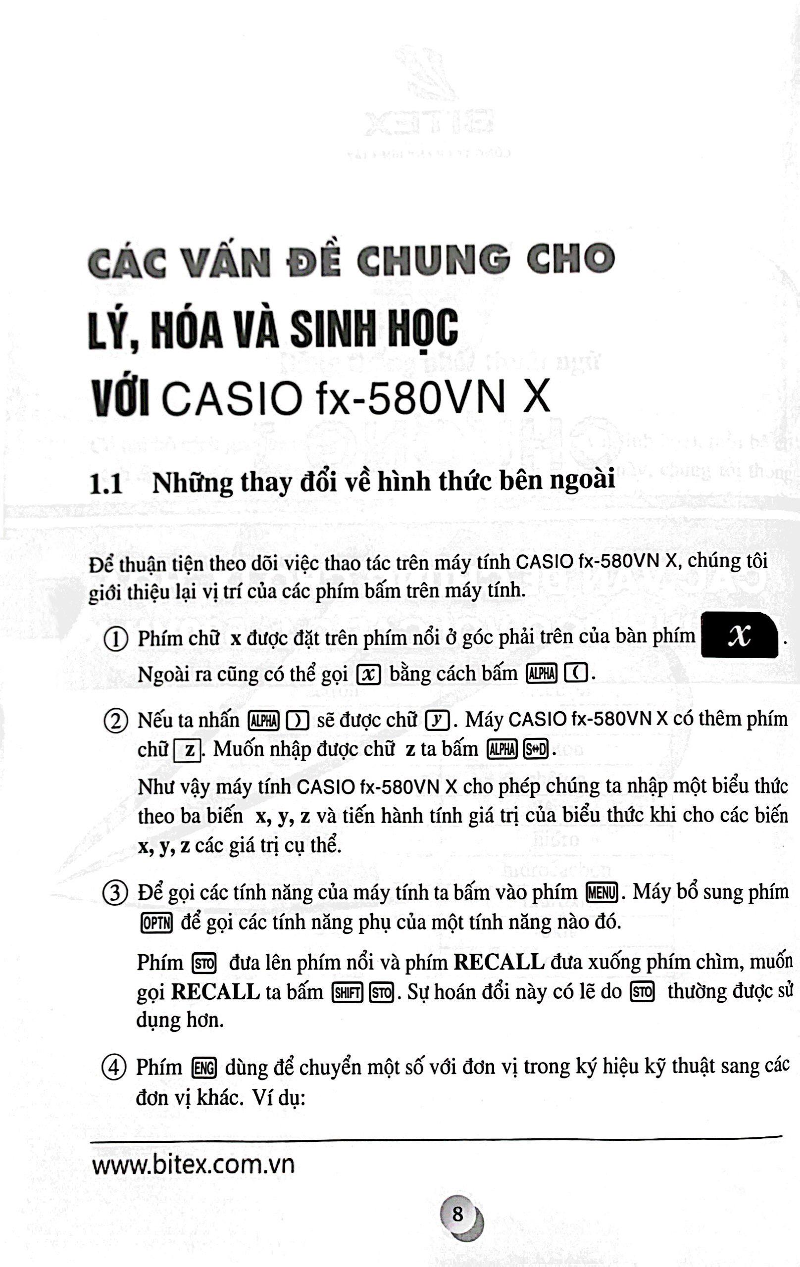 Ứng Dụng Casio Fx - 580Vn X Đối Với Các Môn THPT Lý - Hóa - Sinh