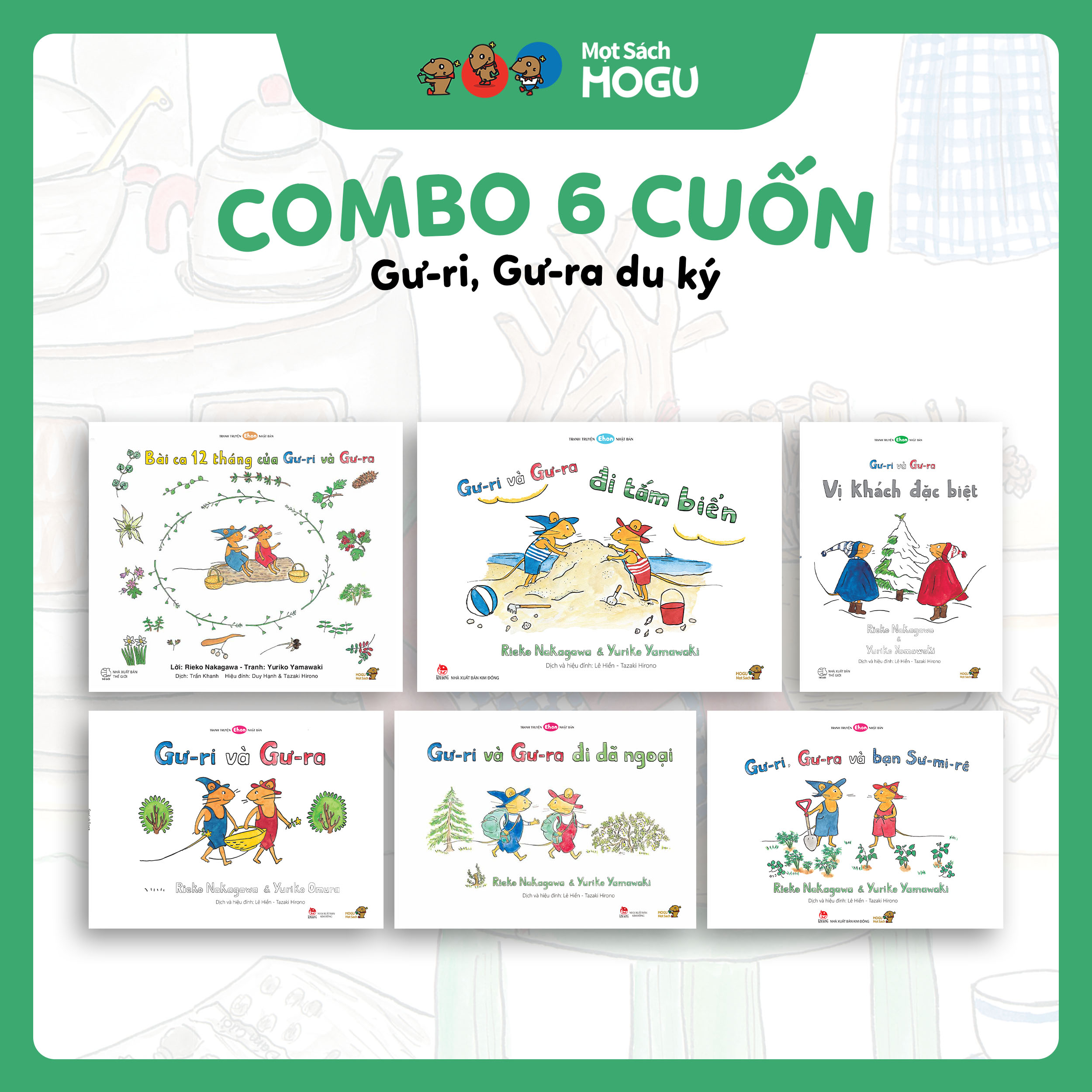 Truyện Ehon bé 1-2-3 tuổi - Bộ 6 cuốn Gư-ri, Gư-ra du ký