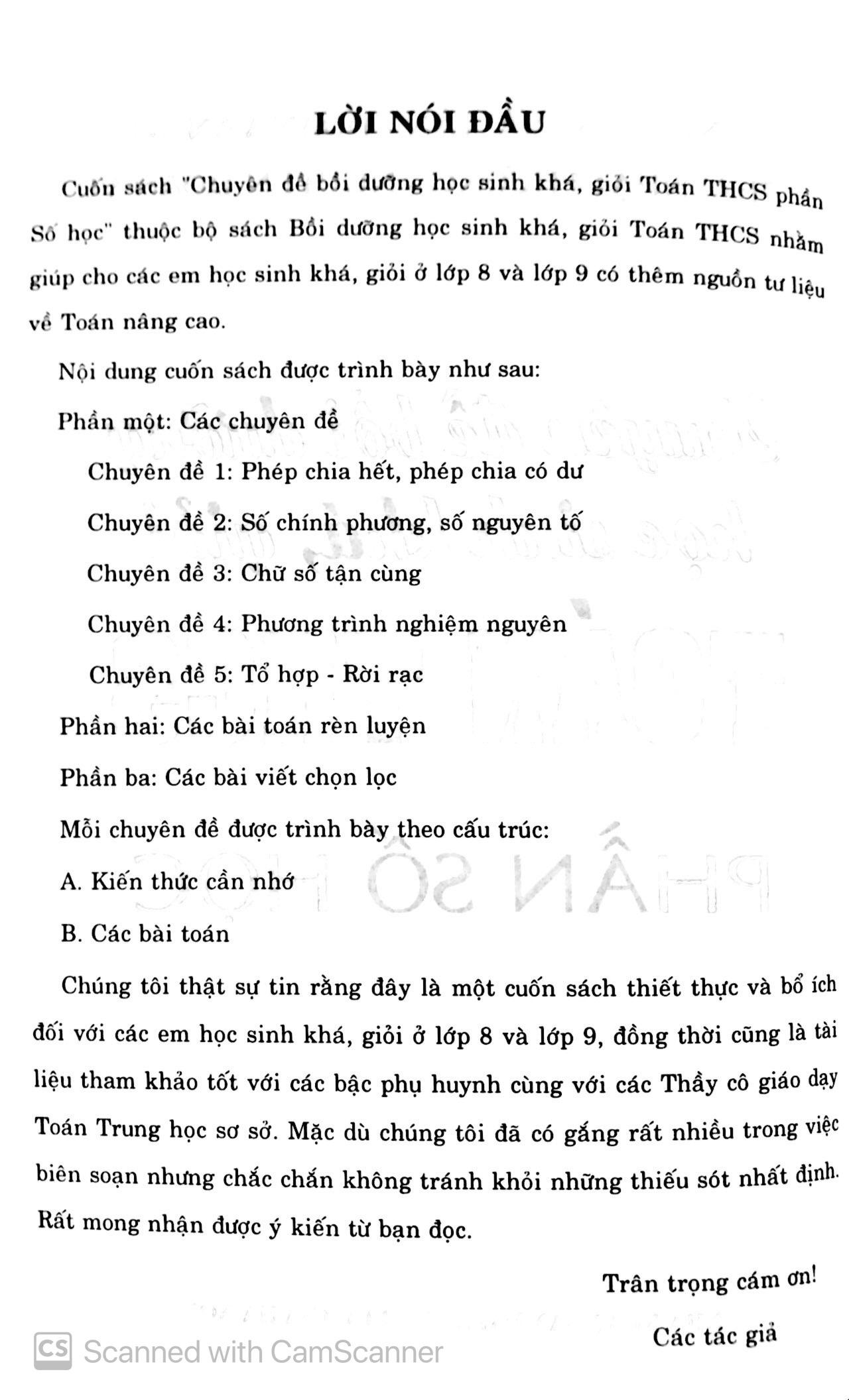 Chuyên đề bồi dưỡng học sinh khá, giỏi Toán THCS Phần Số Học