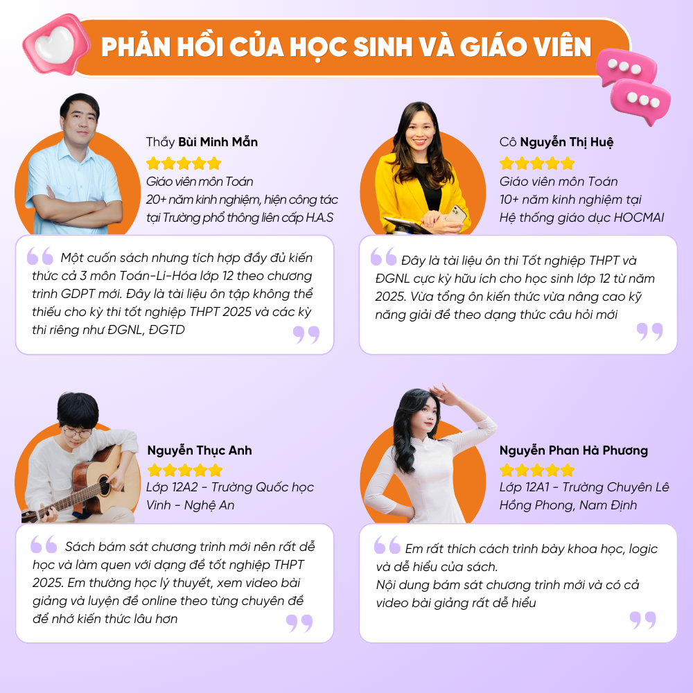 Lớp 12 Chương trình mới - Sách Học giỏi toàn diện Toán-Lí-Hóa, ôn thi tốt nghiệp THPT và ĐGNL 2026