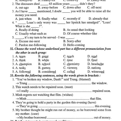 Ôn Tập Luyện Thi Trắc Nghiệm THPTQG 2019 - Môn Tiếng Anh