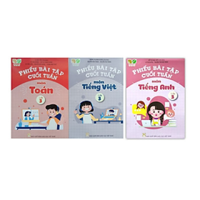 Sách - Combo 3 cuốn Phiếu bài tập cuối tuần môn Toán + Tiếng Việt + Tiếng anh lớp 3 ( Kết Nối Tri Thức )