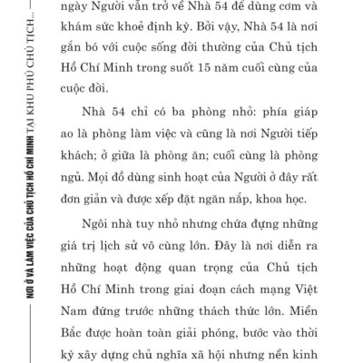 Nơi ở và làm việc của Chủ tịch Hồ Chí Minh tại Khu Phủ Chủ tịch - Hà Nội - bản in 2025