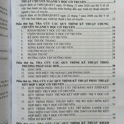 Sách Cẩm Nang Tra Cứu Quy Trình Kỹ Thuật Chuyên Ngành Y Học Cổ Truyền - V2046T