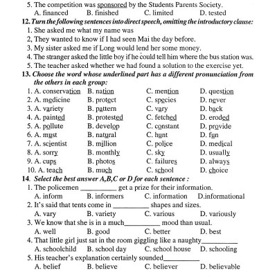 Ôn Tập Luyện Thi Trắc Nghiệm THPTQG 2019 - Môn Tiếng Anh