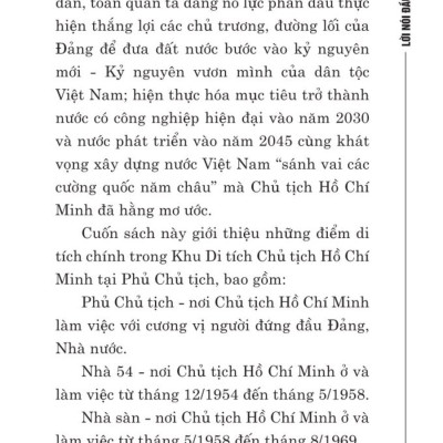 Nơi ở và làm việc của Chủ tịch Hồ Chí Minh tại Khu Phủ Chủ tịch - Hà Nội - bản in 2025