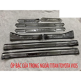Ốp bậc cửa , nẹp bước chân Toyota Vios 2019-2022 cao cấp -mẫu Titan 8 chi tiết
