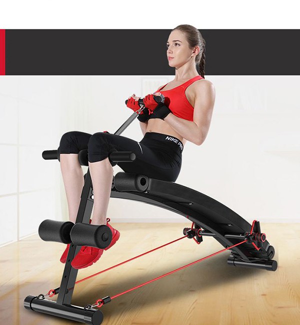 Ghế tập bụng đa năng DDS-104, ghế tập bụng điều chỉnh chịu tải 120kg kèm dây kéo đa năng, con lăn tập cơ bụng