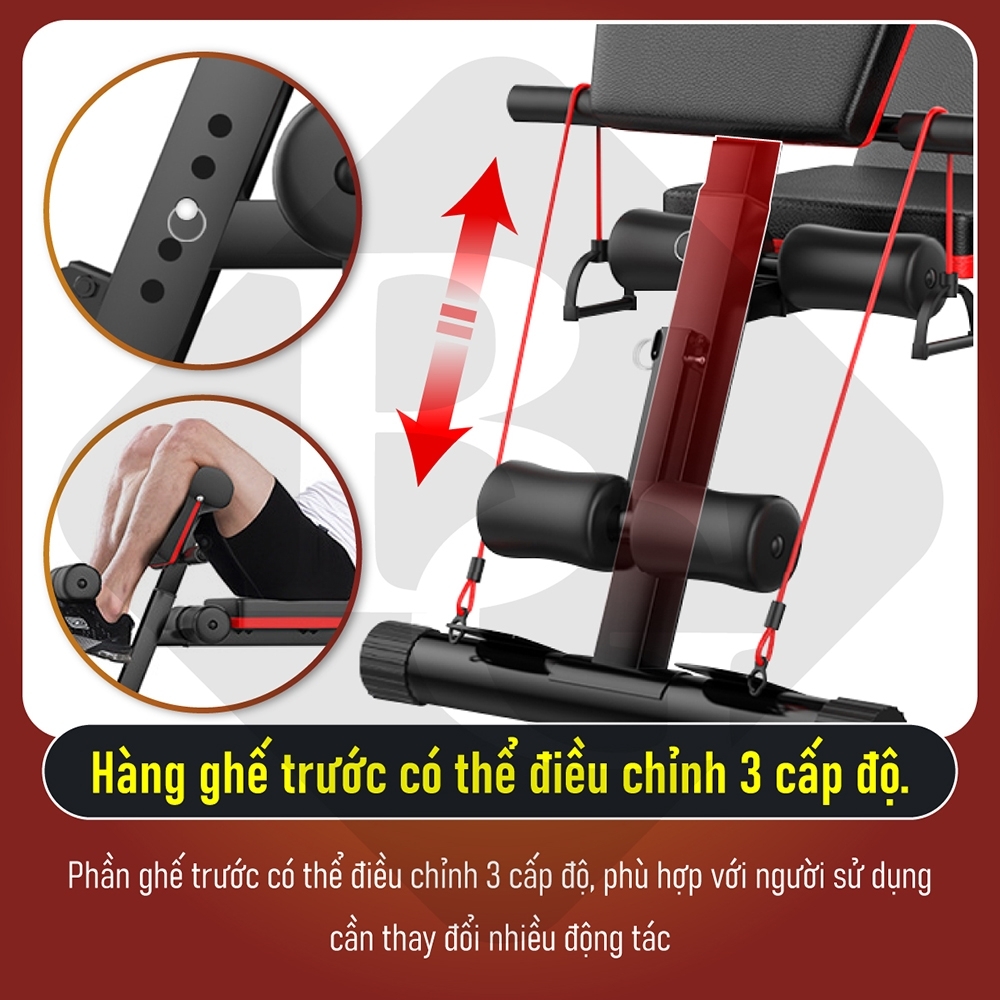 BG Ghế tập tạ đa năng SU-222 ,Ghế tập thể dục đa năng - Hỗ trợ tập các bài tập tạ, cơ bụng, cơ tay gấp gọn - Chất liệu khung thép và đệm xốp bọc da PU (hàng nhập khẩu)