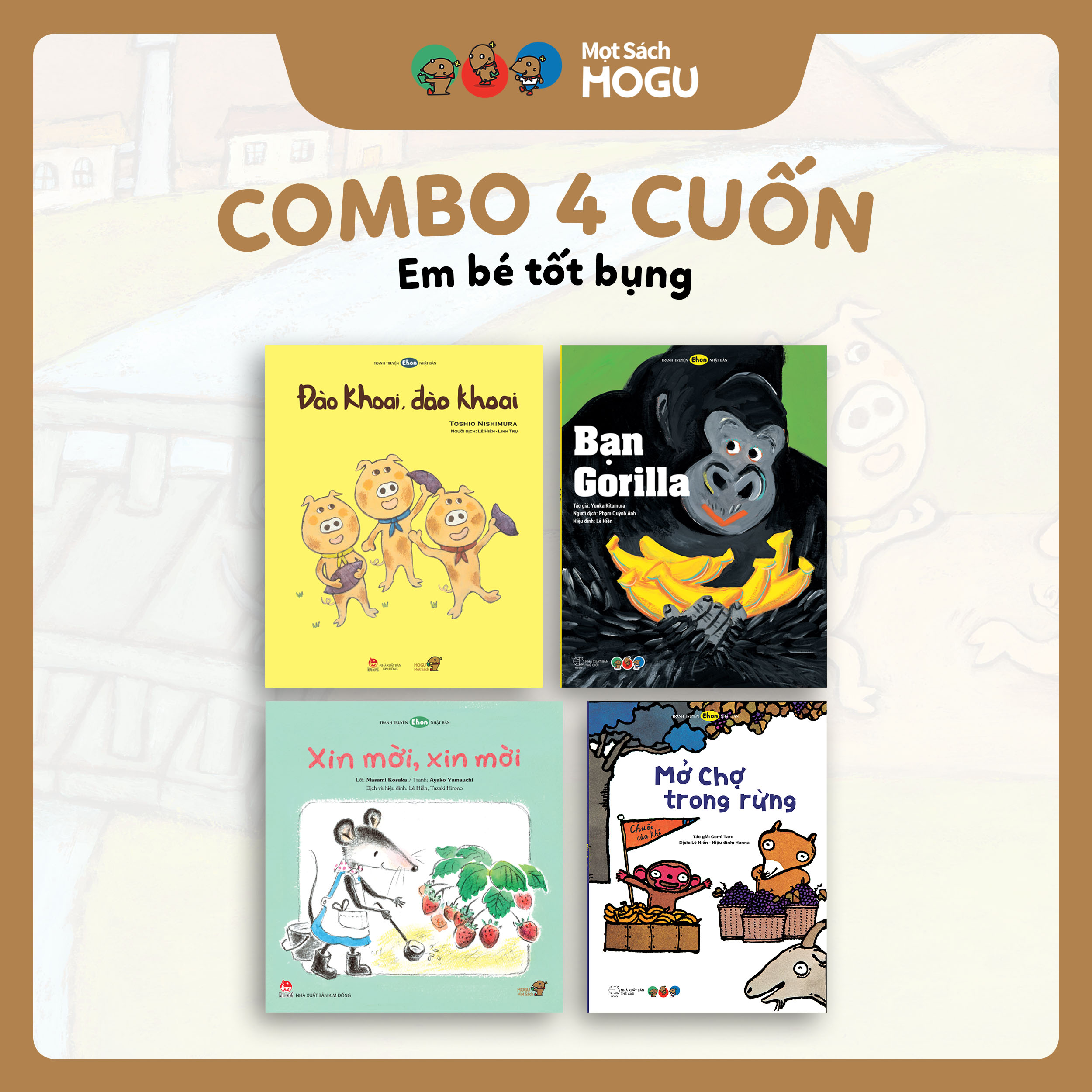 Sách cho bé từ 3 tuổi - Bộ 4 cuốn Nuôi dạy em bé tốt bụng (Tranh truyện Ehon Nhật Bản)