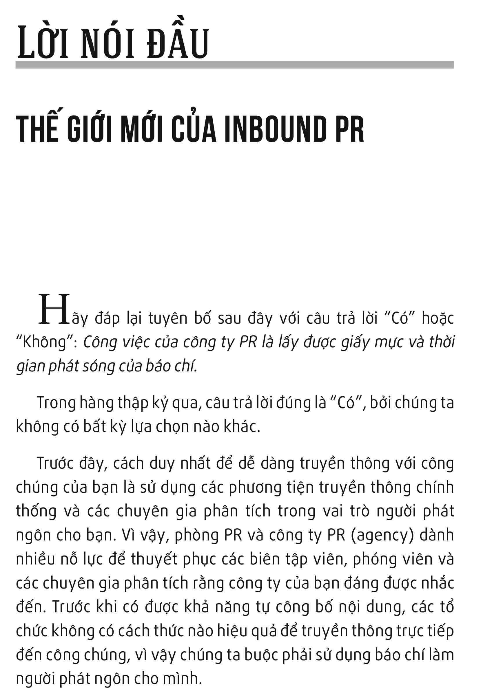 Inbound PR - Dịch Chuyển Hoạt Động Theo Mô Hình Inbound