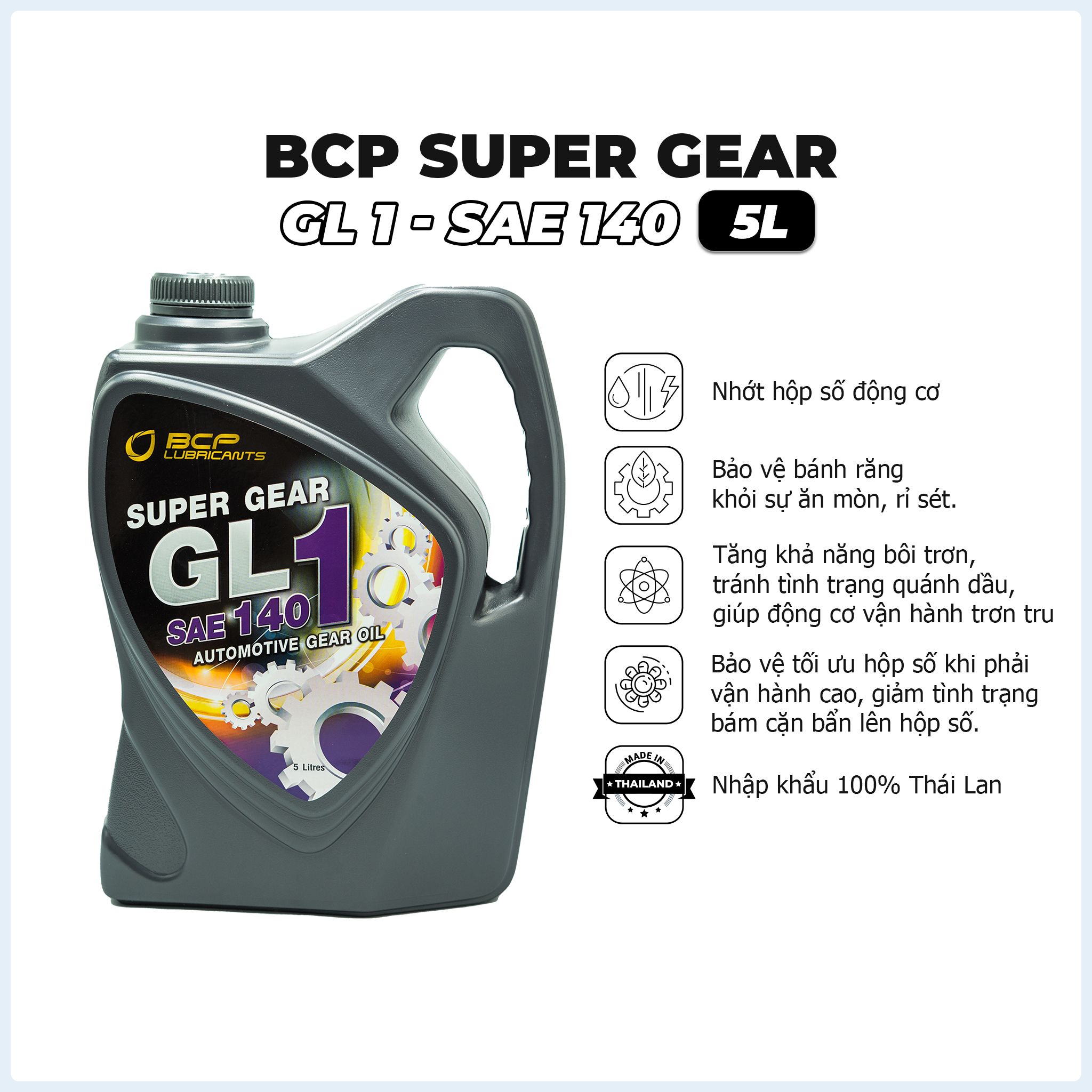 Dầu Hộp Số Ô tô, Nhớt Cầu Hộp Số Xe Tải BCP Thái Lan 5L (Nhớt Cầu 90, Nhớt Cầu 140)