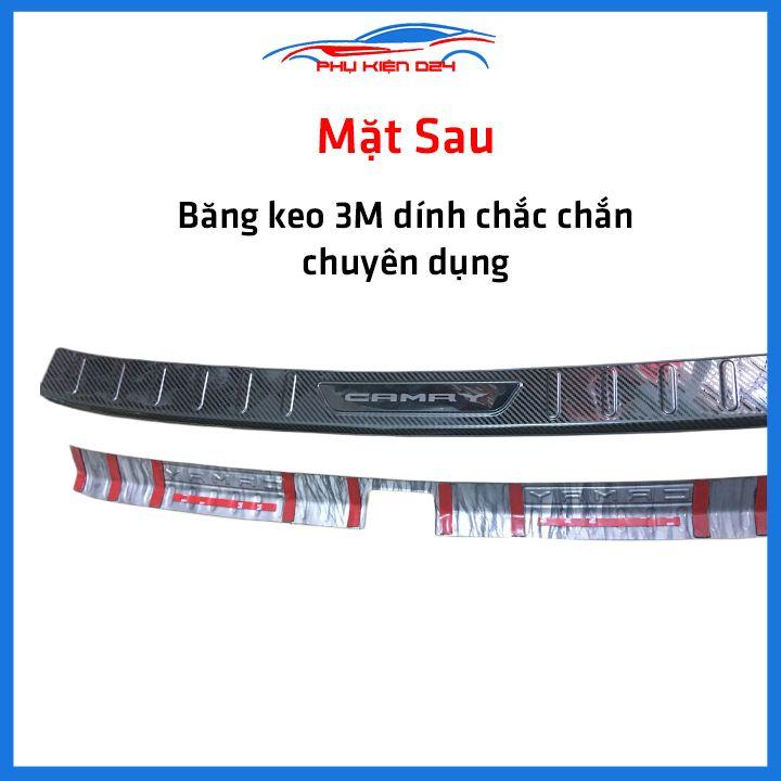 Ốp chống trầy cốp Camry 2019-2020-2021-2022 thép không gỉ vân Cacbon bảo vệ xe chống va đập