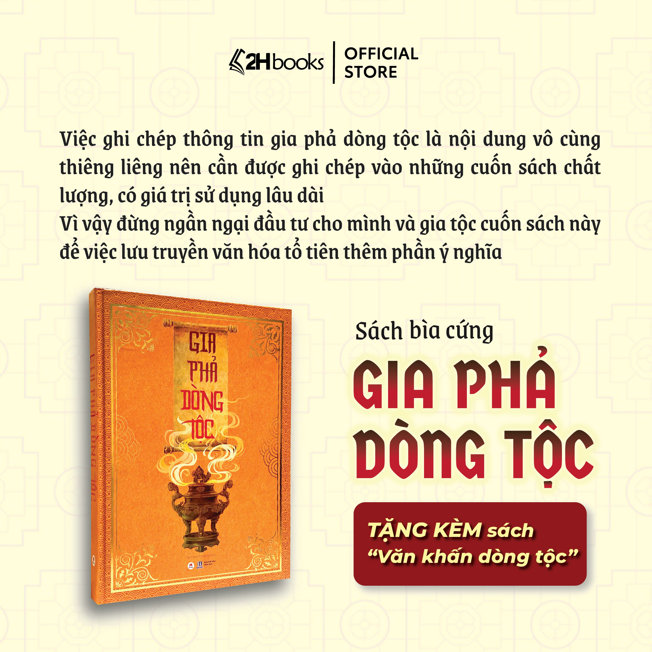 Sách Gia phả dòng tộc bìa cứng , tặng kèm Văn khấn dòng tộc, Ths Nguyễn Mạnh Linh, 2HBooks