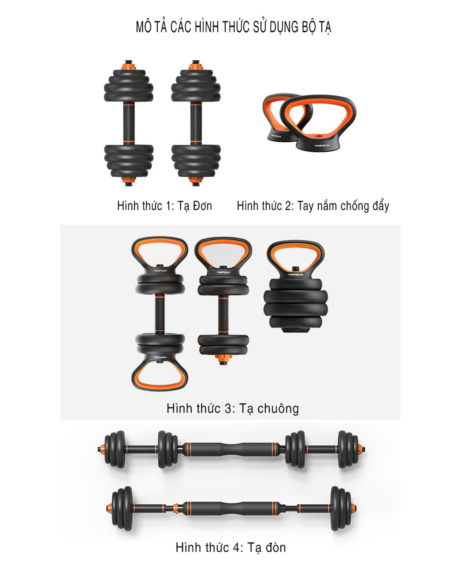 Bộ Tạ Tay Đa Năng Điều Chỉnh 30Kg Composite 6 Trong 1 FED-130220 Cao Cấp Đại Nam Sport