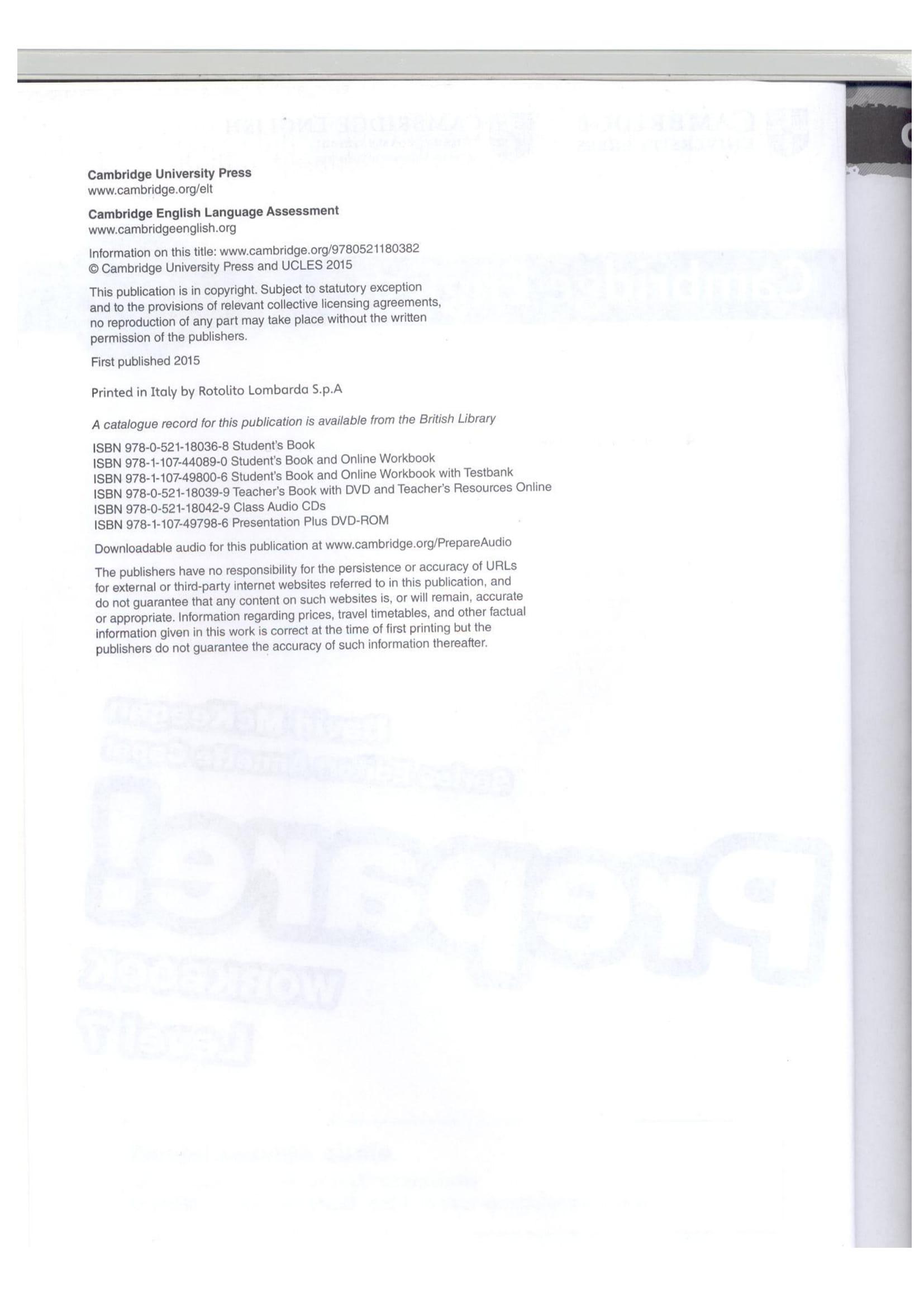 Cambridge English Prepare! Level 7 Workbook With Audio