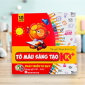 Sách- Tô màu Sáng Tạo IQ k+ 18 chủ đề dày 100 trang giúp bé Phát triển Tư Duy (Song ngữ Việt Anh)