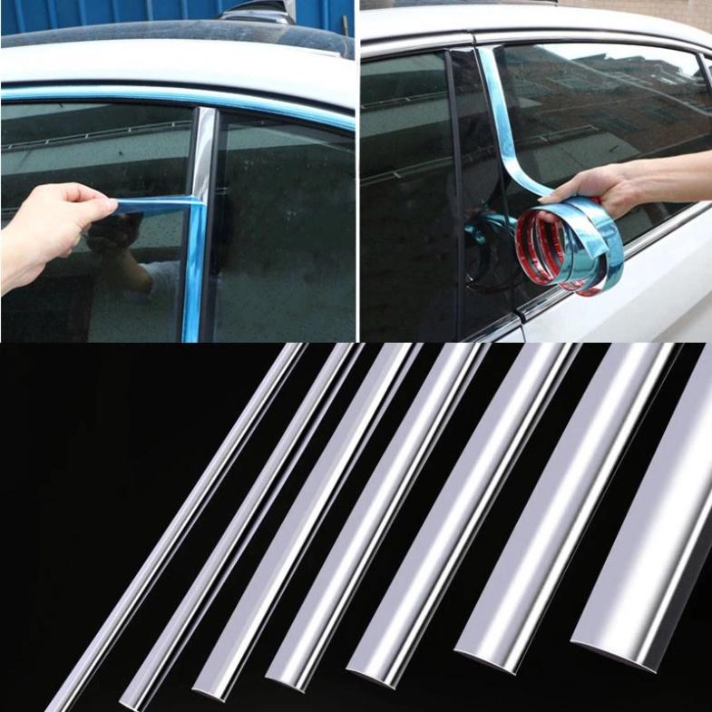 Cuộn nẹp chrome bạc sẵn keo 3m bóc dính phù hợp trang trí nội thất nhà cửa và xe hơi