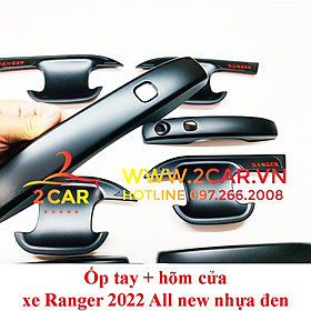 Ốp tay nắm, Hõm Cửa Xe Ford Ranger 2022 2023 nhựa đen cao cấp