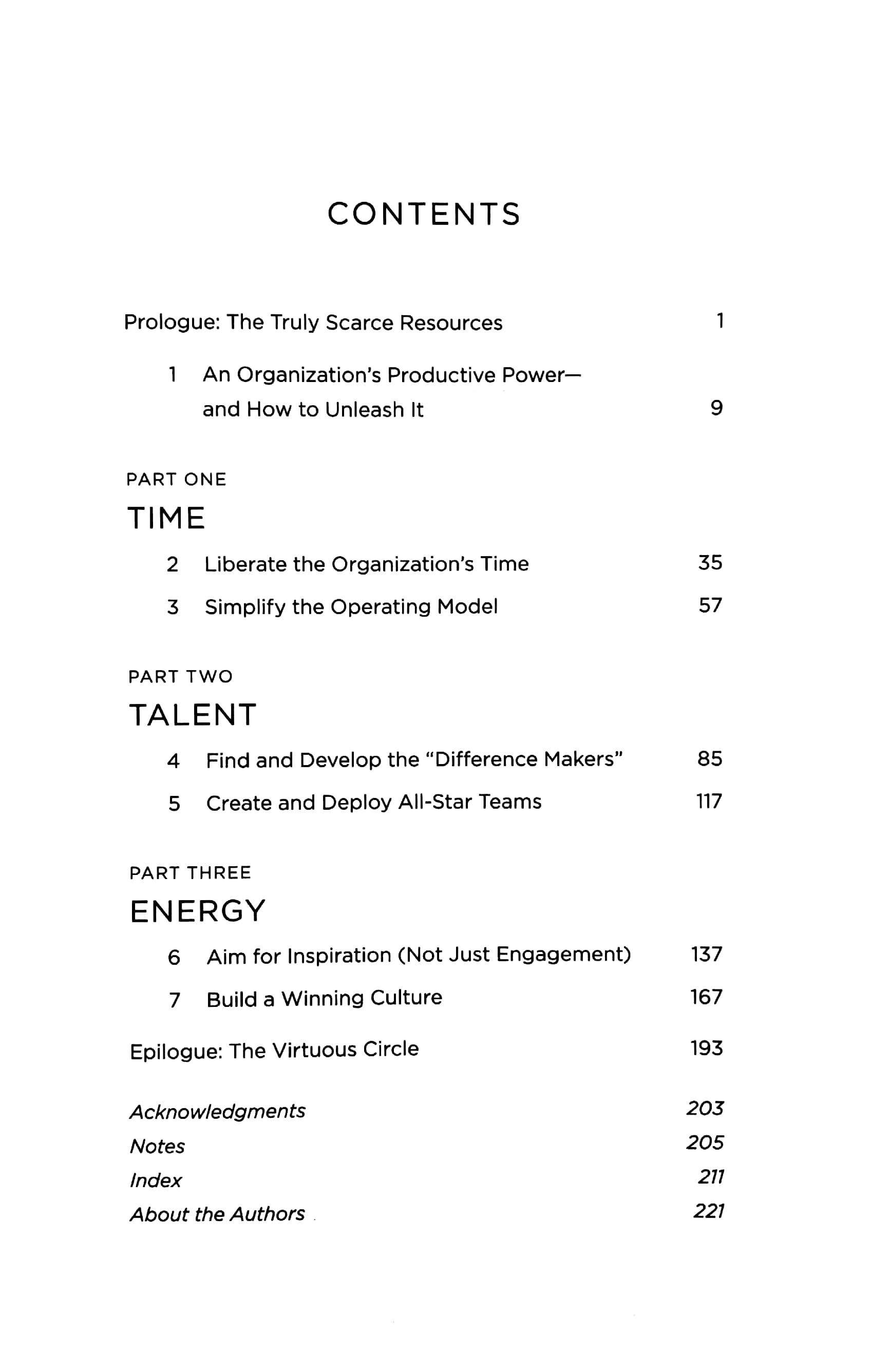 Time, Talent, Energy