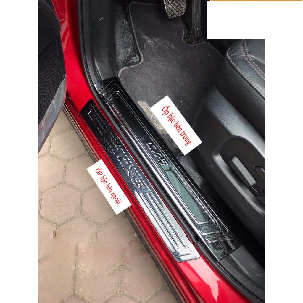 Ốp bậc cửa , nẹp bước chân Mazda CX5 2019-2022 cao cấp -mẫu Titan 8 chi tiết